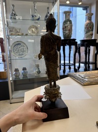 A Thai gilt bronze Buddha Shakyamuni in Lan Na-style, probably 16th C.