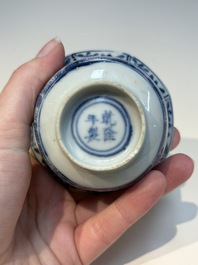 N16 Chinese blue and white cups and 24 saucers, various marks, Kangxi and later