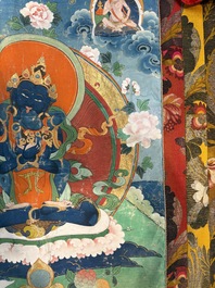 A Tibetan 'Vajradhara Yab Yum' thangka, 19/20th C.