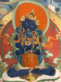 A Tibetan 'Vajradhara Yab Yum' thangka, 19/20th C.