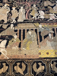 A large Burmese 'Kalaga' tapestry with narrative design, 19th C.