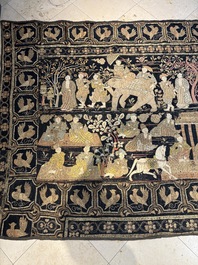 A large Burmese 'Kalaga' tapestry with narrative design, 19th C.