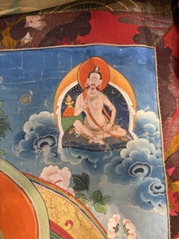 A Tibetan 'Vajradhara Yab Yum' thangka, 19/20th C.