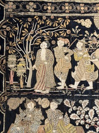 A large Burmese 'Kalaga' tapestry with narrative design, 19th C.