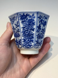 N16 Chinese blue and white cups and 24 saucers, various marks, Kangxi and later