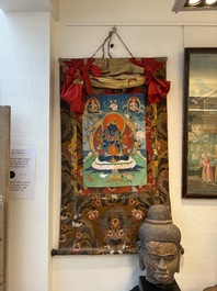 A Tibetan 'Vajradhara Yab Yum' thangka, 19/20th C.