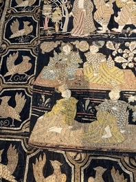 A large Burmese 'Kalaga' tapestry with narrative design, 19th C.