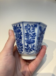 N16 Chinese blue and white cups and 24 saucers, various marks, Kangxi and later