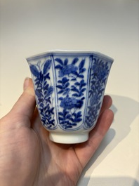 N16 Chinese blue and white cups and 24 saucers, various marks, Kangxi and later