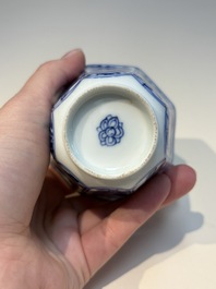 N16 Chinese blue and white cups and 24 saucers, various marks, Kangxi and later