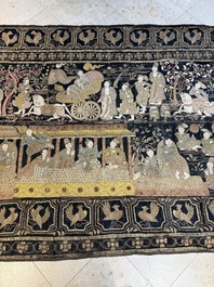 A large Burmese 'Kalaga' tapestry with narrative design, 19th C.