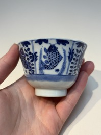 N16 Chinese blue and white cups and 24 saucers, various marks, Kangxi and later