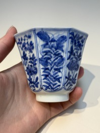 N16 Chinese blue and white cups and 24 saucers, various marks, Kangxi and later