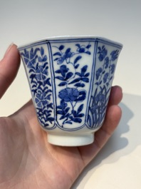 N16 Chinese blue and white cups and 24 saucers, various marks, Kangxi and later