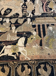 A large Burmese 'Kalaga' tapestry with narrative design, 19th C.