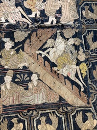 A large Burmese 'Kalaga' tapestry with narrative design, 19th C.