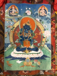 A Tibetan 'Vajradhara Yab Yum' thangka, 19/20th C.