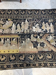 A large Burmese 'Kalaga' tapestry with narrative design, 19th C.