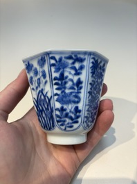 N16 Chinese blue and white cups and 24 saucers, various marks, Kangxi and later