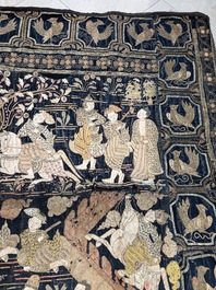A large Burmese 'Kalaga' tapestry with narrative design, 19th C.