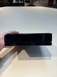 A set of eight Chinese 'Yu Zhi Min Sheng Zai Qin Shi 御製民生在勤詩' ink cakes with a gilt-lacquered 'dragon' box, Hu Kaiwen 胡開文 mark, 20th C.