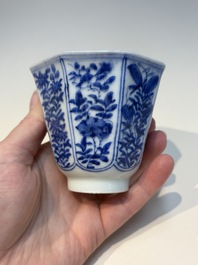 N16 Chinese blue and white cups and 24 saucers, various marks, Kangxi and later