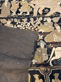 A large Burmese 'Kalaga' tapestry with narrative design, 19th C.