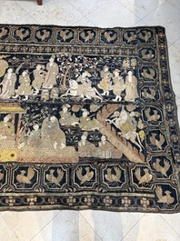 A large Burmese 'Kalaga' tapestry with narrative design, 19th C.
