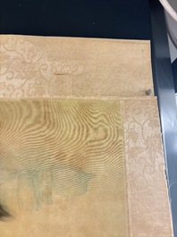 Attributed to Nguyen Gia Tri (1908-1993): 'Bather', ink and watercolour on silk, Tien Sa, dated 1st Jan. 1974