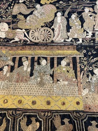 A large Burmese 'Kalaga' tapestry with narrative design, 19th C.
