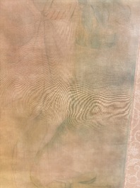 Attributed to Nguyen Gia Tri (1908-1993): 'Bather', ink and watercolour on silk, Tien Sa, dated 1st Jan. 1974