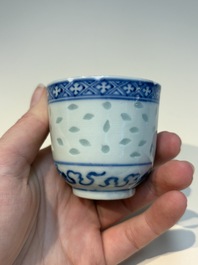 N16 Chinese blue and white cups and 24 saucers, various marks, Kangxi and later