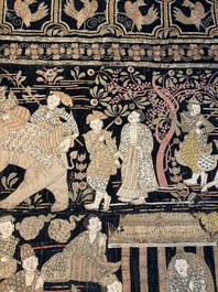 A large Burmese 'Kalaga' tapestry with narrative design, 19th C.