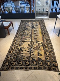 A large Burmese 'Kalaga' tapestry with narrative design, 19th C.