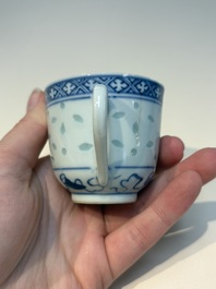 N16 Chinese blue and white cups and 24 saucers, various marks, Kangxi and later