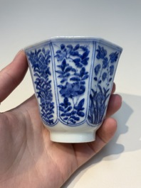 N16 Chinese blue and white cups and 24 saucers, various marks, Kangxi and later