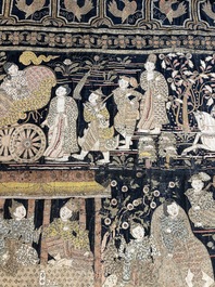 A large Burmese 'Kalaga' tapestry with narrative design, 19th C.