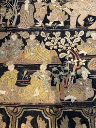 A large Burmese 'Kalaga' tapestry with narrative design, 19th C.