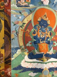 A Tibetan 'Vajradhara Yab Yum' thangka, 19/20th C.