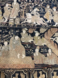 A large Burmese 'Kalaga' tapestry with narrative design, 19th C.