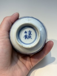 N16 Chinese blue and white cups and 24 saucers, various marks, Kangxi and later