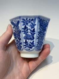 N16 Chinese blue and white cups and 24 saucers, various marks, Kangxi and later