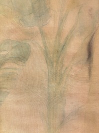 Attributed to Nguyen Gia Tri (1908-1993): 'Bather', ink and watercolour on silk, Tien Sa, dated 1st Jan. 1974