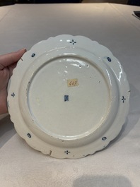 A blue and white Dutch Delft Kangxi-style strawberry strainer and stand, 18th C.