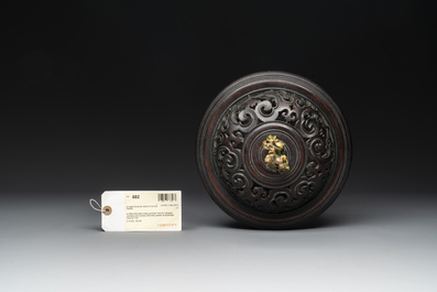 An impressive Chinese famille rose 'Bajixiang and Lotus Scroll' tripod censer with a wooden cover, Jiaqing mark and of the period