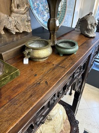 A large Chinese wooden 'Tiaoan' or altar table with chilong design, 19th C.