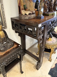 A large Chinese wooden 'Tiaoan' or altar table with chilong design, 19th C.