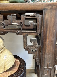 A large Chinese wooden 'Tiaoan' or altar table with chilong design, 19th C.