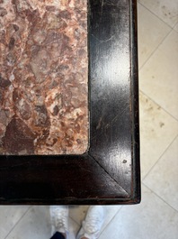 A Chinese marble-topped hongmu console table, 19/20th C.