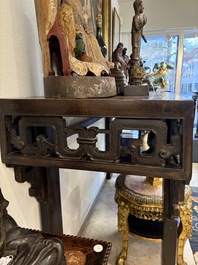 A large Chinese wooden 'Tiaoan' or altar table with chilong design, 19th C.